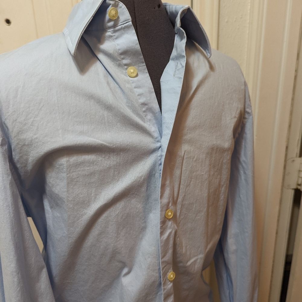👍Express Design Studio Men's Dress Shirt Light Blue Small Size Long Sleeve Fit